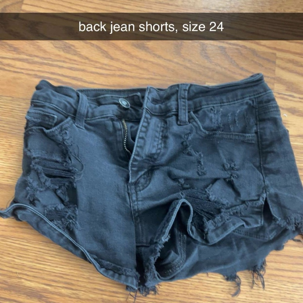 Women's Black Distressed Denim Shorts